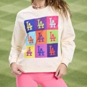 NWT ZARA TEREZ Neon Logo Graphic Crewneck Sweatshirt Dodgers